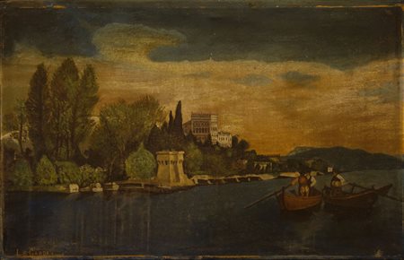 "Veduta del Lago di Garda" olio<br>cm. 81x52