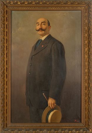 "Gentiluomo con baffi" olio, s.to in b. a ds., e 