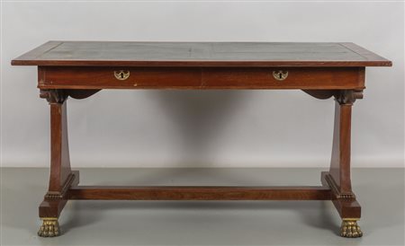 * Scrivania Carlo X a due cassetti in mogano 