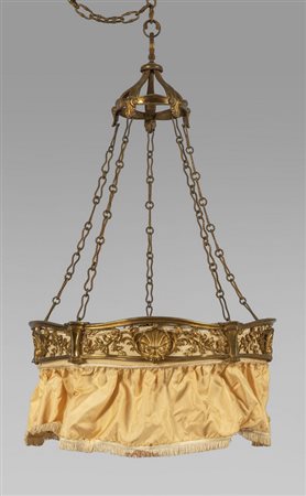 Lampadario da biliardo in bronzo dorato, fine 