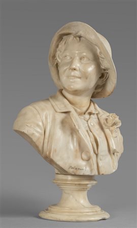 "Bella mia" busto in marmo, sec.XIX<br>h.cm.62 