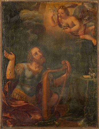 Scuola italiana sec.XVIII "Re Davide che suona 