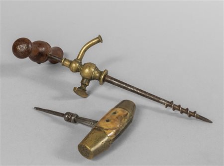 Cavatappi in bosso sec.XIX, sfiatatore sec.XIX e 