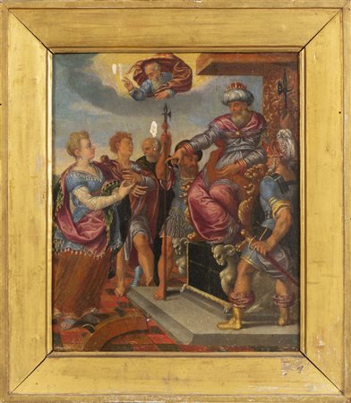 Scuola veneziana sec.XVII "Scena Biblica" olio su 