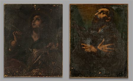 Scuola italiana sec.XVII "Santo" e "Santa in 