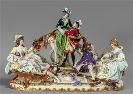 Riposo e chiacchiere dopo la caccia, gruppo in 