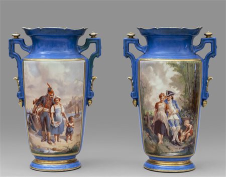 Coppia di vasi Luigi Filippo in porcellana 