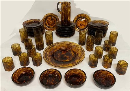 Manifattura di Empoli
parte di servizio da tavola in vetro soffiato e marezzato