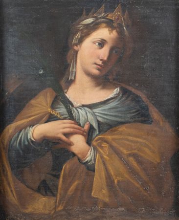 Ambito del Pasinelli, XVII secolo. "Santa Martire". Olio su tela. Cm 87x73.