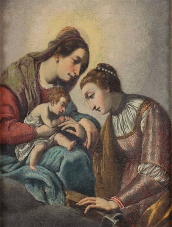 Ambito di Jacopo Vignali, XVII secolo. "Sposalizio mistico di Santa...