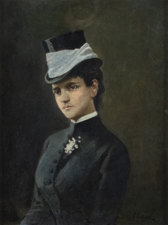 PIETRO SCOPPETTA (Amalfi 1863 - Napoli 1920) "Ritratto femminile". Olio su...