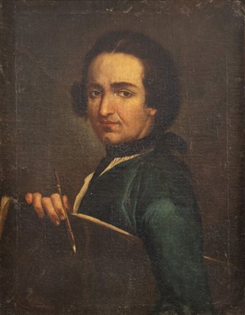 Pittore del XVIII secolo. "Autoritratto del pittore". Olio su tela. Cm 63x47,7.