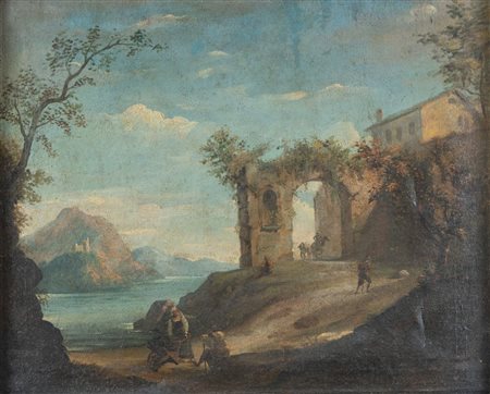 Maestro della fine del XVIII secolo - inizio del XIX secolo. "Paesaggio di...