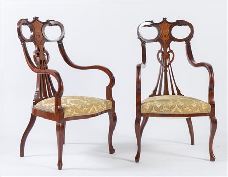 Coppia di sedie in mogano. Impero Austroungarico, fine del XIX secolo -...