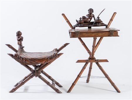 Lotto composto da scrittoio e seggiola. Opera dei fratelli Panciera Besarel,...