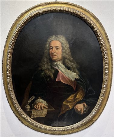 DOMENICO PARODI (1668-1742) "Ritratto di gentiluomo". Olio su tela. Cm 116x93. Opera accompagnata da perizia del Dottor Matteo Solferini, storico dell'arte.