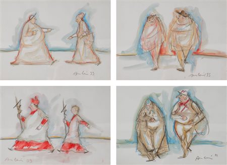 CARLO ANLERI (Vergato 1943 - 2015) Lotto composto da quattro tecniche miste...