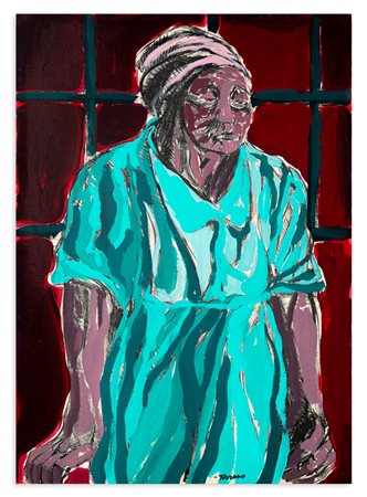 SAVERIO TERRUSO (1939-2003) - Contadina con copricapo, anni '70