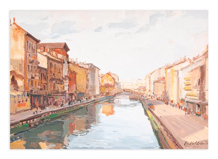 EMILIO KALCHSCHMIDT (1902-1983) - Naviglio milanese, 1972