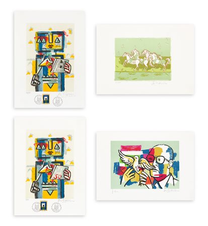 IBRAHIM KODRA (1918-2006) - Lotto unico di 4 litografie: