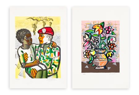 IBRAHIM KODRA (1918-2006) - Lotto unico di 2 litografie: