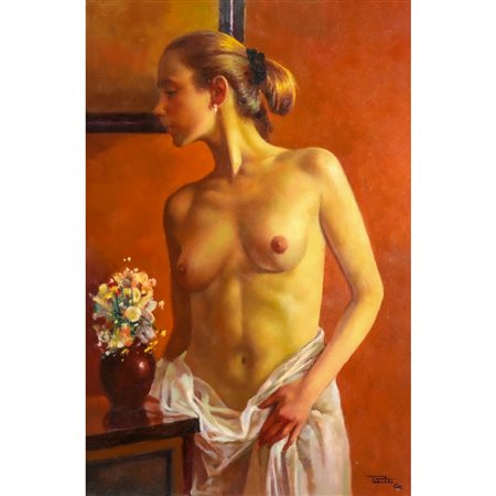 GIOVANNI PARLATO, Nudo femminile, Olio su faesite