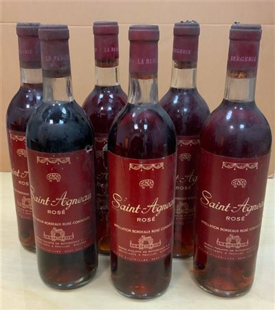 Cartone contenente sei bottiglie di vino rosè
(difetti alle etichette ed alle b