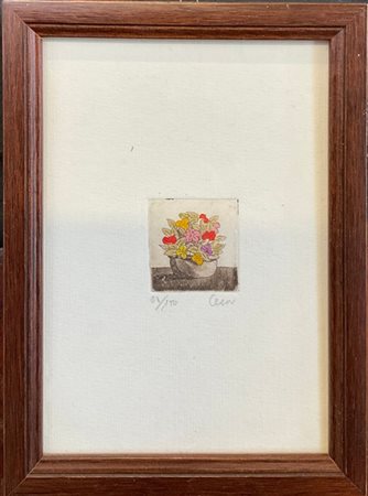 Lotto composto da un pastello su carta raffigurante "Natura morta" di Ettore Ca