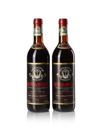 Due bottiglie Brunello di Montalcino, Tenuta il Poggione, 1973, 0.75