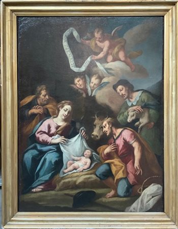 Scuola veneta del XVIII secolo, Adorazione dei Pastori, olio su tela (cm 98,5x7