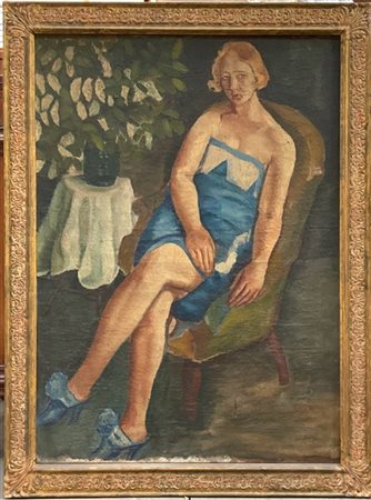 Ignoto del XX secolo 

"Ritratto femminile" 
olio su tela (cm 110x80)
In cornic
