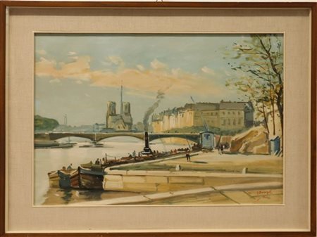 J. Bourget "Parigi" olio su tela (cm 49,5x70) firmato in basso a destra
In corni
