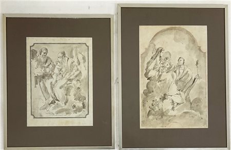 Giuseppe Latini Lotto composto da due disegni raffiguranti la Sacra Famiglia
mm