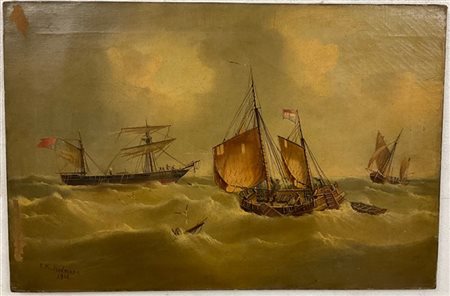 Edward King Redmore "Naufragio" 1902, olio su tela (cm 41x61) Firmato e datato i