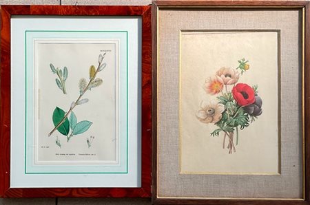 Lotto composto da tre stampe a soggetto floreale e figura femminile firmata Vit