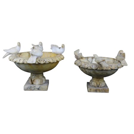 DUE ALZATE IN ALABASTRO FIORITO