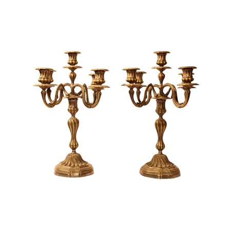 COPPIA CANDELABRI A 5 FIAMME 