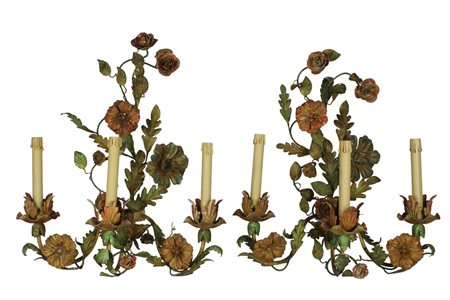 COPPIA DI APPLIQUES A 3 FIAMME 