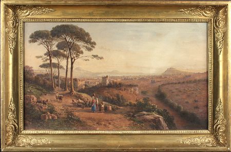 Giacinto Gigante, Napoli da Capodimonte con personaggi, 1840