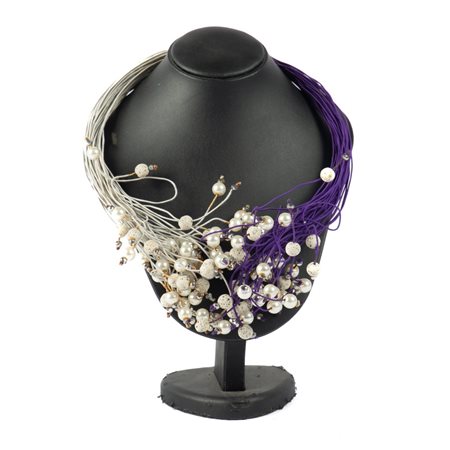 COLLIER IN SETA CON PIETRE E PERLE XX SECOLO