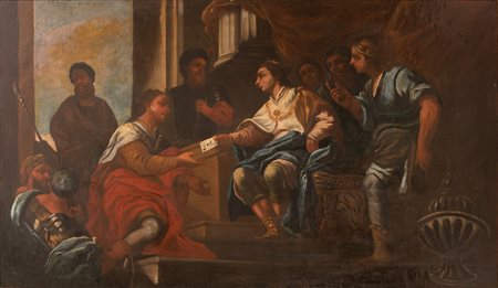 Pittore toscano degli inizi del XVIII secolo   Re David consegna una lettera ad Uria 