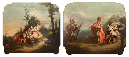 Gian Battista Tiepolo (seguace di)   Coppia di dipinti raffiguranti scene dall'Eneide: l'amore tra Didone e Enea e la partenza di Enea da Cartagine  seconda metà del XVIII secolo