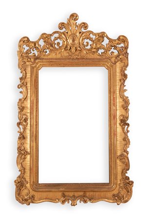 Manifattura dell'Italia centrale della prima metà del XIX secolo   Grande specchiera in legno dorato e intagliato 