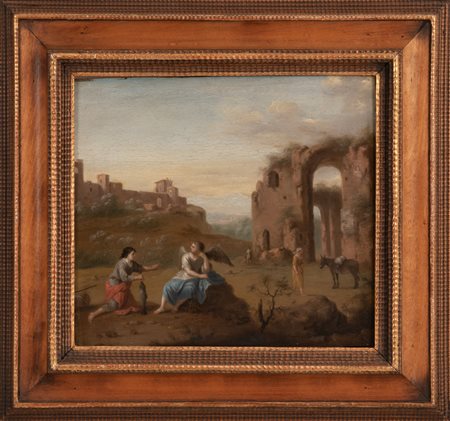 Cornelis  van Poelenburch (seguace di)   Tobiolo e l'angelo 