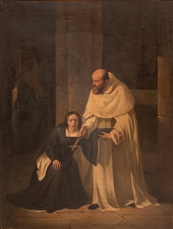 Francesco  Hayez (ambito di)   La confessione della monaca di Monza 