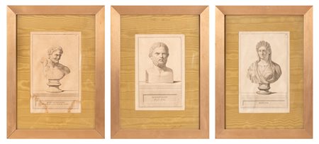    Lotti di tre incisioni  raffiguranti ritratti Greci e Romani 