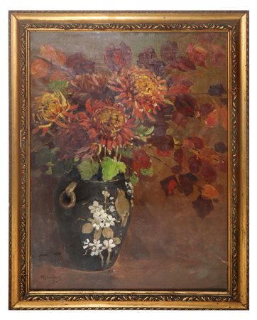 Rocco Lentini (Palermo 17/10/1858-Venezia 20/10/1943)  - Crisantemi rossi
