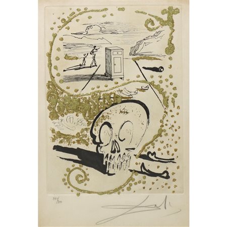 Salvador Dalì (Spanish 1904-1989)  - Insomnia, illustrazione di uno dei 10 poemi dall"Amours Jaunes" di Tristan Corbiere