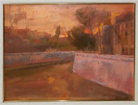 Ugo Attardi (Genova 1923-Roma 2006)  - Paesaggio romano