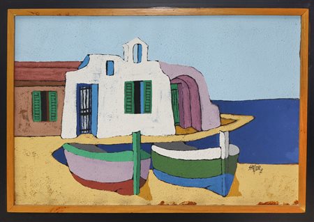 Salvatore Spallone (1951-1978)  - Porticciolo con barche
